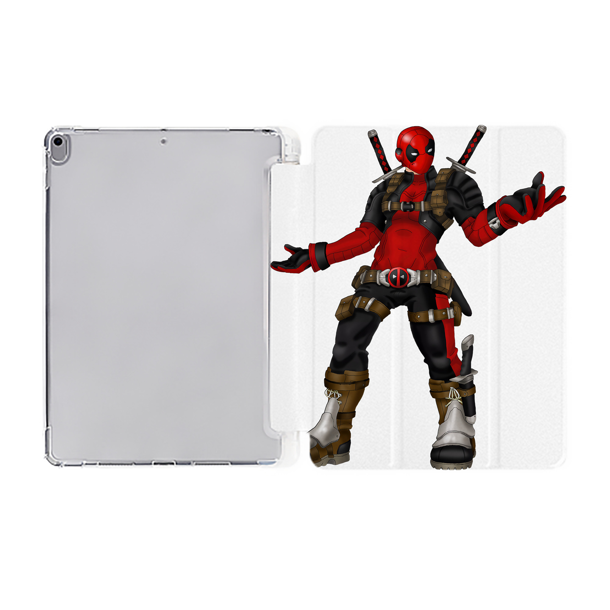 （画像用） Deadpool デッドプール IPad ケース ペン収納付き 三つ折りスタンド PUレザー×シリコン 対応機種9.5/10.5/10.9インチ